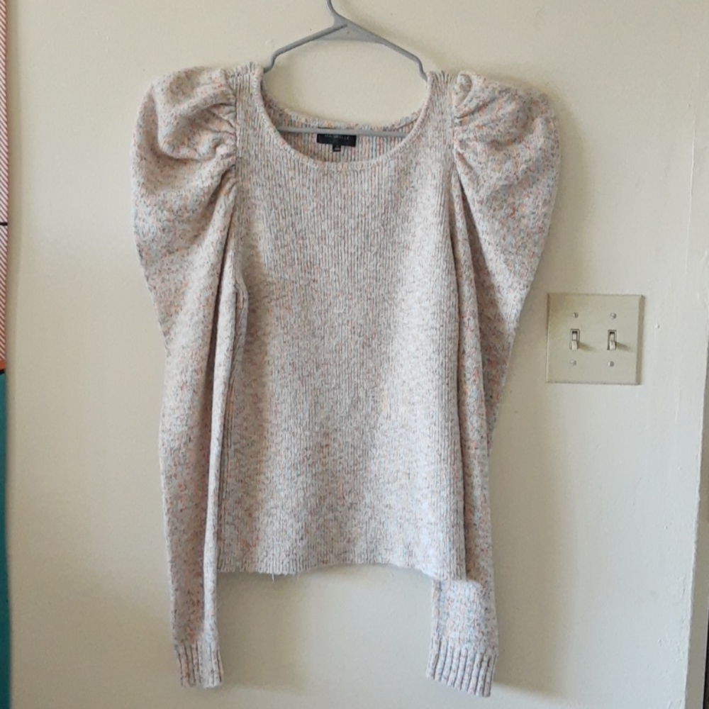 MAJORELLE puff sleeve multicolor sweater